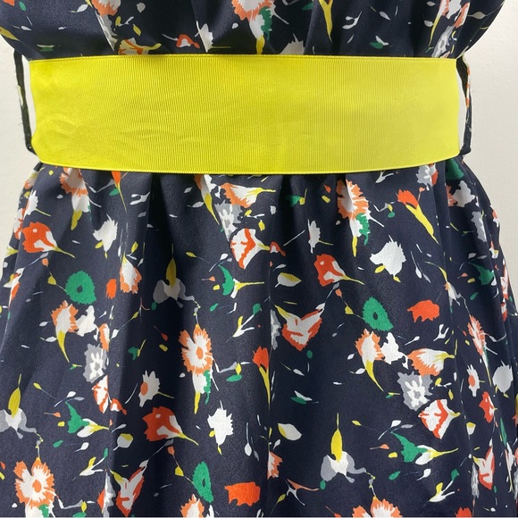 Y2K Dress Floral Strapless Medium Blue Ribbon Belt Tube Feminine Edgy - Picture 13 of 15